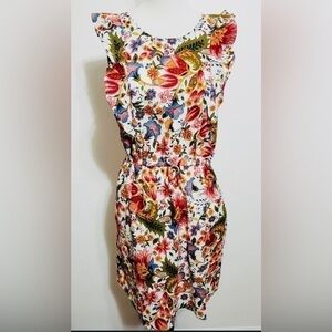 City Streets Women's Floral Sleeveless Ruffle Dress, XXL 25” pit to pit.